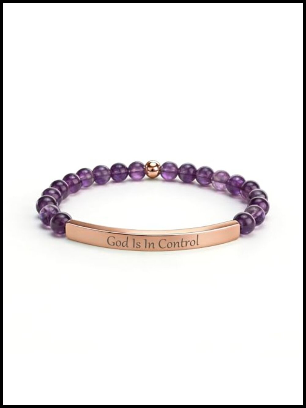 Amethyst Christian Stretch Bracelet 18K Gold Plated Stainless Steel Bible Verse